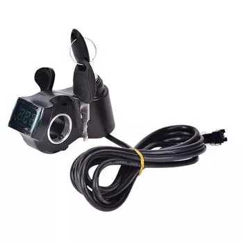 Дроссельная заслонка для большого пальца велосипеда с выключателем питания, ЖК-дисплеем, переключателем, ручками на руле чёрный