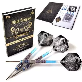Дротик CUESOUL BLACK SCORPION 22 г с наконечником из вольфрамовой стали и синим титановым покрытием, ствол отделан(CSBS-C4304)