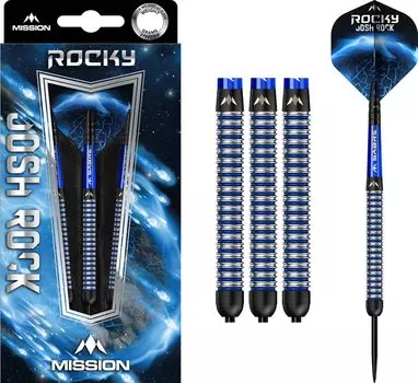 Дротики Mission Darts Josh Rock из вольфрамовой стали с черным и синим PVD-покрытием 95% и