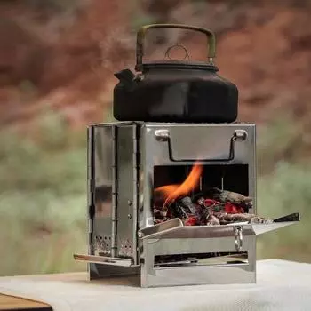 Дровяная печь, прочная, антикоррозийная, квадратная, многофункциональная, из нержавеющей стали, угольный гриль для копчения грудинки серебряный