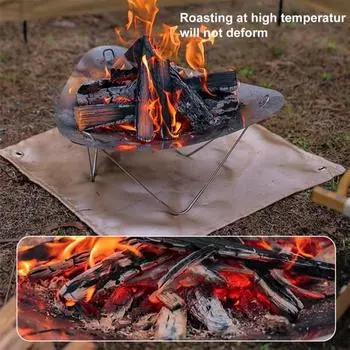 Дровяная яма для костра Высокая прочность Жаростойкий Не легко деформируется Съемная дровяная чаша с сумкой для хранения Принадлежности для кемпинга серебряный