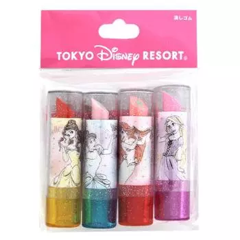 DRT Disney Princess Eraser Set of 4 Ариэль Белль Рапунцель Золушка Милая Девушка Канцелярские товары Resort Limited (Тип губ)