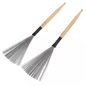Drum Wire Brush and Drumstick Dual-Use Brush, 1 Pair, RedWhiteGreenPinkWood Color (Wood Color)