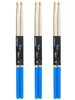 Drumstick Set for Maple Set of Beginners, Practice, Anti-Slip, 5A, Lightweight, (Blue, 3, 5A)