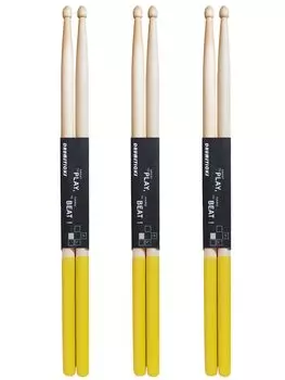 Drumstick Set for Maple Set of Beginners, Practice, Anti-Slip, 5A, Lightweight, (Yellow, 3, 5A)