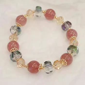 Друзья Розовый Многоцветный Эластичный Браслет Талисман На Удачу Рождественские Украшения Подарки с Золотыми Вставками Милые Браслеты для Любимых Повседневная Одежда