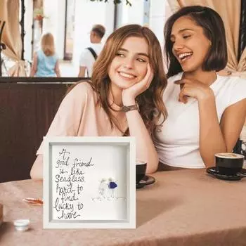 Дружба Морское Стеклянное Поэма в Деревянной Рамке Ручной Работы Морское Стеклянное Настенное Художественное Украшение Рамка Морское Стеклянное Художественное Украшение Настольный Орнамент Подарок Друзьям бежевый