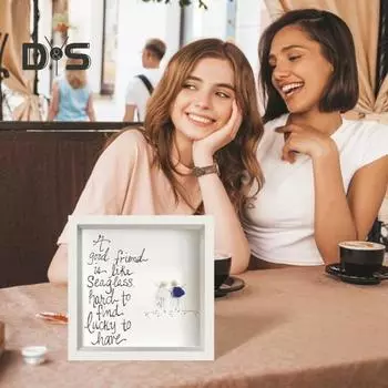 Дружба Морское Стеклянное Поэма в Деревянной Рамке Ручной Работы Морское Стеклянное Настенное Художественное Украшение Рамка Морское Стеклянное Художественное Украшение Настольный Орнамент Подарок Друзьям бежевый