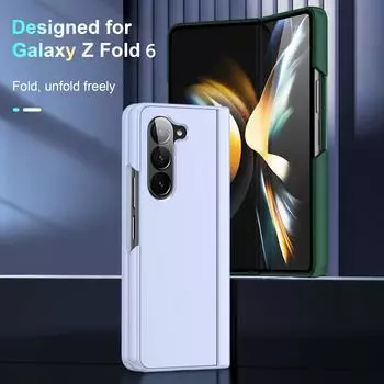 Дружелюбный к коже матовый складной чехол-книжка с шарниром для Samsung Galaxy Z Fold 6 5 4 3 чехол-кронштейн противоударный защитный аксессуар for Galaxy Z Fold 6 чёрный