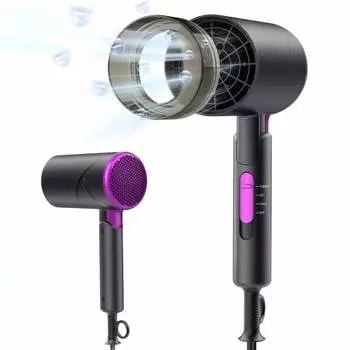 Dryer, large air volume, hair dryer, quiet, small, with nozzle, compact, quick drying, negative ions, ultra-lightweight, switching between cold and ho