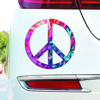 DS06#13x13см Яркая наклейка с изображением радужного знака мира - идеально подходит для украшения автомобиля, ноутбука и окна 13x13cm