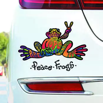 DS35 # 15x10,5 см Покажите миру свою надежду на мир с помощью этой красочной наклейки на машину в виде лягушки! 15x10.5cm