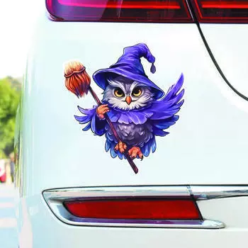 DS42#14x15см Милая мультяшная волшебная сова Водонепроницаемая виниловая наклейка Внешние автомобильные аксессуары 14x15cm