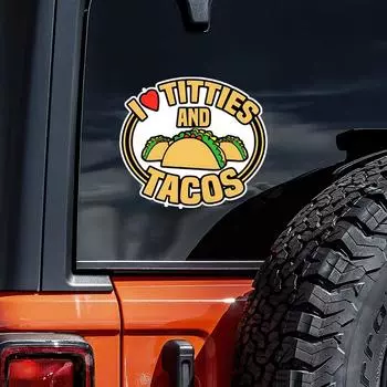 DS58#14x12см Я люблю сиськи и тако наклейки на машину водонепроницаемая виниловая наклейка для грузовика мотоцикла скутера наклейки автомобильные аксессуары 14x12cm