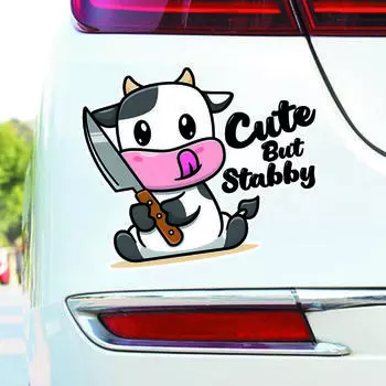 DS73#12X14см Забавная корова наклейка на автомобиль наклейка милый мультфильм виниловая наклейка на стекло для автомобильного украшения 12X14cm