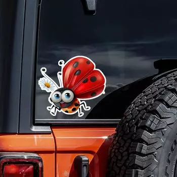 DS90#12.5x14см Милая наклейка на машину «Божья коровка» — водонепроницаемая, забавное украшение для автомобиля для мотоциклов, шлемов, 12.5x14cm