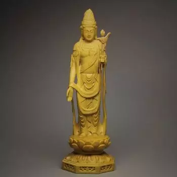 dsdsad Статуя Будды Священный Бодхисаттва Каннон Стоящая Статуя Самшит Резьба по Дереву Сингон Риндзай Резной Будда Резной Будда из дерева Резной Будда из дерева Резной Будда из руки