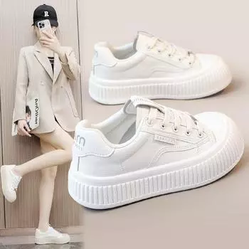 Dt026 Новые белые туфли, женские весенне-летние туфли для отдыха на толстой подошве с увеличенной корейской модной студенческой обувью для девочек, износостойкие, дышащие 35
