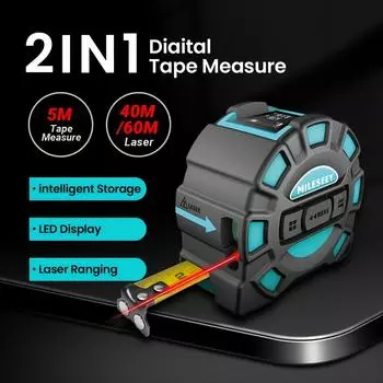 DT11 Laser Tape Measure,40M 2-In-1 Digital Laser Meter ,Laser Rangefinder Building Tools Measure Device Ruler 40M синий
