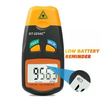 DT2234C+ Цифровой лазерный тахометр, бесконтактный измеритель оборотов до 99999 об/мин, ЖК-дисплей, измеритель скорости, тестер скорости для двигателей токарных станков коричневый