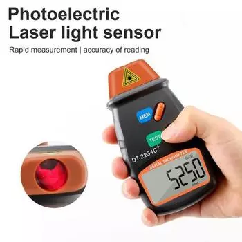 DT2234C+ Фототахометр Ручной ЖК-дисплей Бесконтактный широкий диапазон измерения Mini RPM Tach