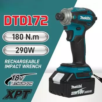 DTD172 Ударная дрель-шуруповерт 180 Нм 18 В бесщеточный двигатель аккумуляторная электрическая отвертка электроинструменты для аккумулятора 18 В us