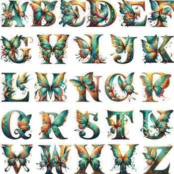 DTF нашивки на одежду бабочка с буквами А-Я новый моющийся аксессуар для одежды с теплопередачей, нашивка «сделай сам» с индивидуальным логотипом