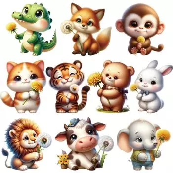 DTF теплопередача 15 см животные милые обезьяны львы термонашивка «сделай сам» новый аксессуар для одежды для детей футболка патч наклейки наклейка