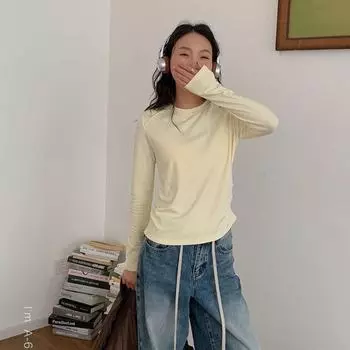 Du Xiaozhai Soft Brushed Long-Sleeve Slimming Autumn Top One Size