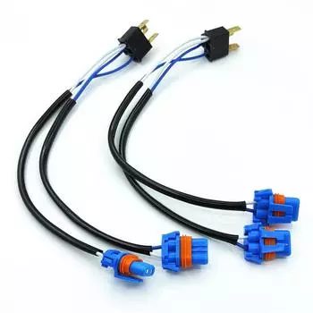 Dual H4 Bulbs to 4 9006 / 9005 Headlight Bulbs Conversion Sockets Wiring Harness