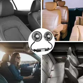 Dual Head Car Clip Fan USB Portable Car Low Noise Cooling Car Appliances Summer Fans Electrical Car Accessories U0T2