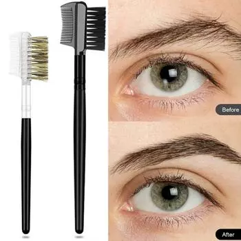 Dual Head Double Ended Makeup Tool Makeup Brushes Eyebrow Comb Eyebrow Brush Comb Eyelash Brush чёрный