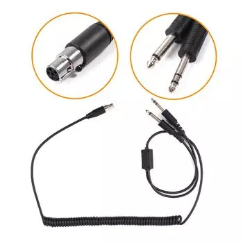Двойной разъем для наушников для самолетов Ремонт монокабеля Сетевой шнур Вертолетная гарнитура для авиации Запасной кабель Прочный аудио