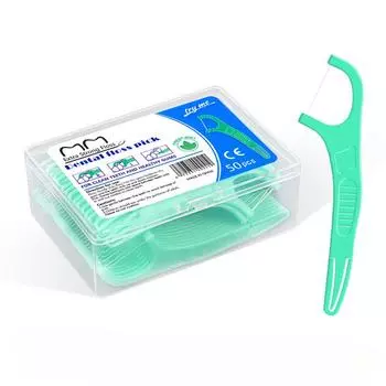 Dual-purpose Mint-flavoured Disposable Dental Floss Sticks Box of 50pcs