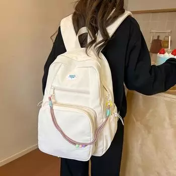 Двухцелевой школьный рюкзак большой емкости, однотонный, съемный, для учеников средней школы белый