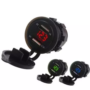 Dual QC 3.0 Car Charger USB Outlet Quick Charging Outlet for RV Marine Boat Power Socket Charger Socket красный