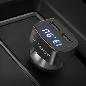 Dual USB 4 In 1 Car Charger DC 5V 3.1A With Voltage/temperature/Current Meter Digital Display Tester Adapter for HUAWEI XIAOMI чёрный