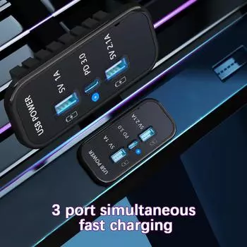 Dual USB Charger Outlet Quick Charge Panel Wall Mount Car Charge Adapter 3 Port USB Charger Socket 12/24V чёрный