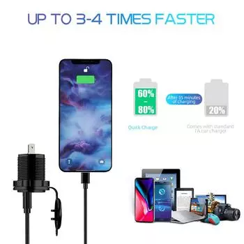 Dual USB Charger Socket 12V-24V USB Outlet Waterproof 3.1A Dual Charger Socket with Touch Switch for Car Boat Marine Motorcycle