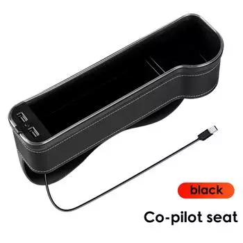 Dual USB Charging Car Crevice Storage Box Colorful LED Seat Gap Slit Pocket Catcher Seat Organizer Card Phone Bottle Cups Holder