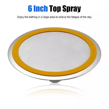 Dual Use Hand Held/Top Shower Head High Pressure 360 Degree Large Round Big Rainfall Sprayer 6 Inch Adjustable серебряный