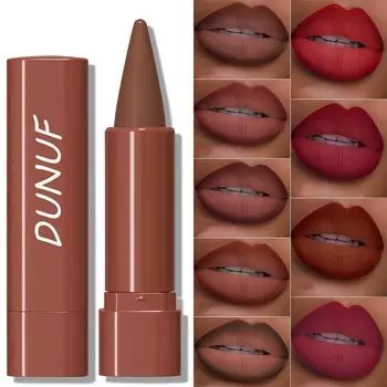 Дуэт карандаша для губ и помады Velvet Matte — водостойкий, долговечный, легко скользит — идеально подходит для всех тонов кожи — коричневые, ягодные, коралловые, красные оттенки #01