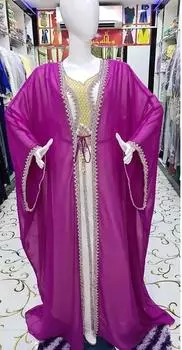 Дубай Кафтан Абая Фараша Платье Длинное платье Рамзан Ид РАСПРОДАЖА Жоржетта Марокканская XS винный/белый