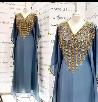 Дубай, стильная Абая Фараша, марокканский длинный исламский кафтан, платье ручной работы, платье XS серый