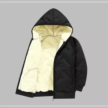 Dubbped Winter Keep Warm Boys Girl Jacket Lined With Velvet Thick Cotton Padded Hooded Coat Kids Children Out The Cold Outerwear 170 чёрный