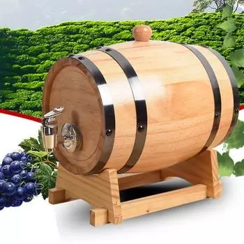 Дубовая бочка для вина 1/1,5/3 л с подставкой, винтажная бочка для выдержки виски, диспенсер, деревянная бочка S
