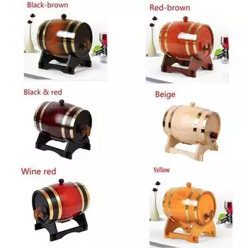 Дубовая бочка емкостью 1,5 л, 3 л, со встроенным вкладышем из алюминиевой фольги для хранения собственного виски, пива, вина, бурбона, бренди и многого другого 1.5L жёлтый