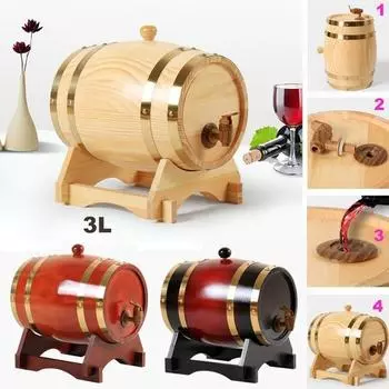 Дубовая бочка емкостью 3 л со встроенным вкладышем из алюминиевой фольги для хранения собственного виски, пива, вина, бурбона, бренди и многого другого 3L