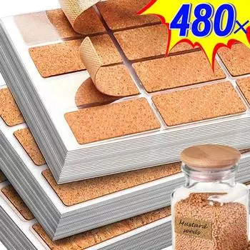 Дубовые деревянные этикетки наклейки еда специи бутылки банки наклейки пробка самоклеящиеся офис пустые этикетки кухня домашний органайзер бирки 6 sheets