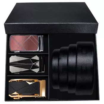 Dubulle дизайнерский ремень с храповым механизмом для мужчин, кожаный модный регулируемый ремень с автоматической пряжкой, раздвижное съемное платье, повседневное 110cm/43in чёрный